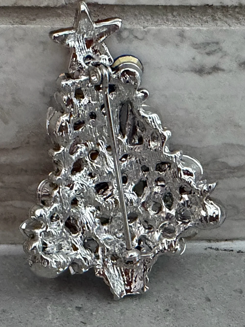 One Patriotic Red, White & Blue Crystal christmas Tree Brooch silver or gold